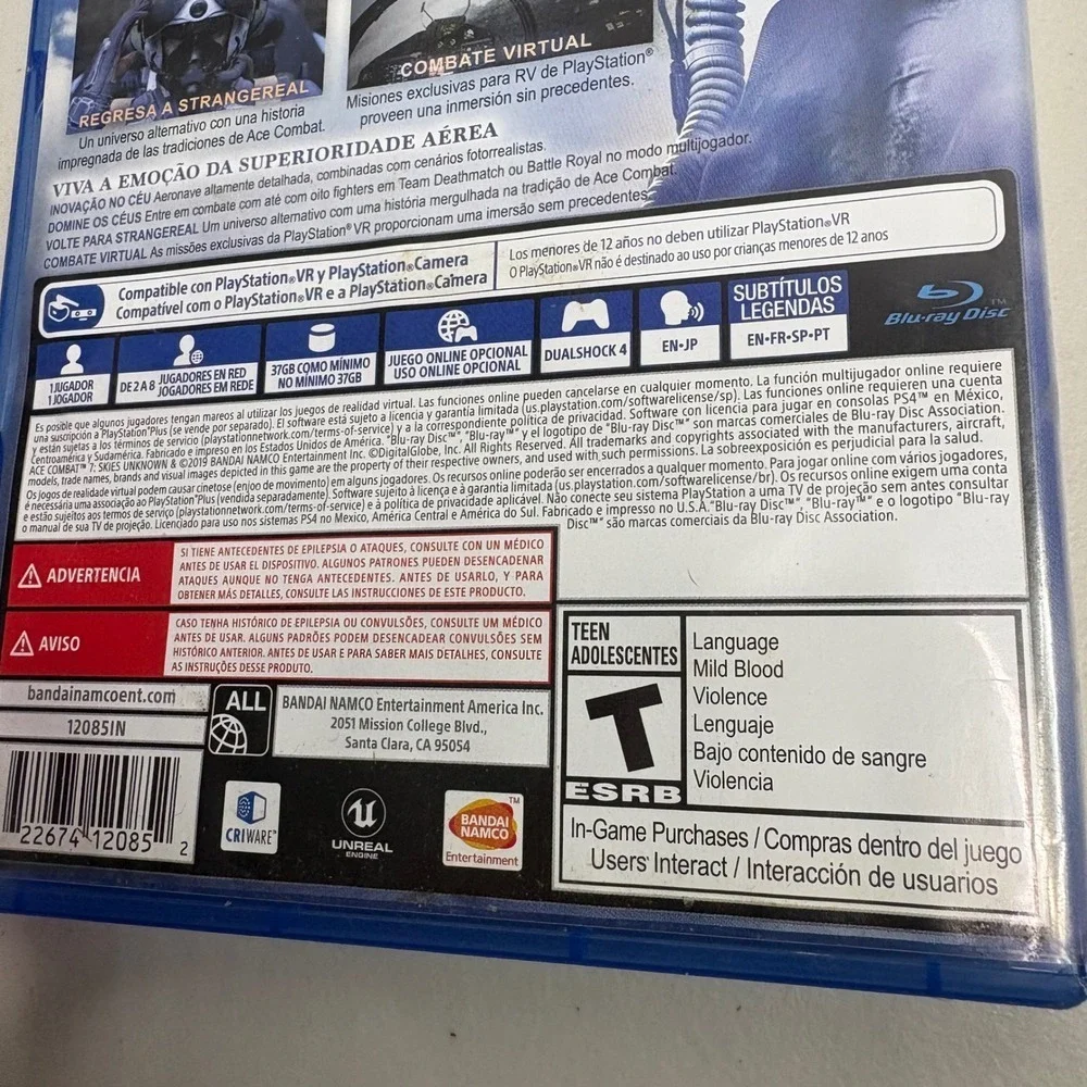 Ace Combat 7 Skies Unknown PlayStation 4 PS4 VR Compatible Game